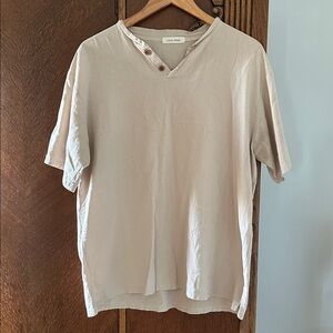 Local Mode Short Sleeve Button Up Casual Shirt layering collared Large